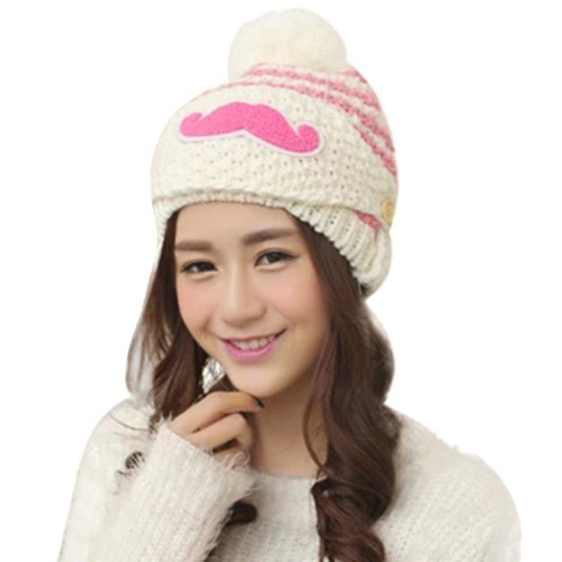 DesignWomen Cute Beard Hat Knit Warm Cap Beanies With Mouth Mask ILML