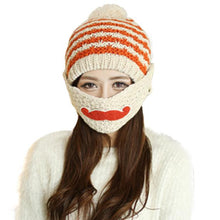 DesignWomen Cute Beard Hat Knit Warm Cap Beanies With Mouth Mask ILML