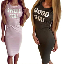 2017 Solid Sleeveless Letter Printed Dresses Women Streetwear Print GOOD GIRL Sheath Dress Casual Bodycon Beach Vestidos ILML