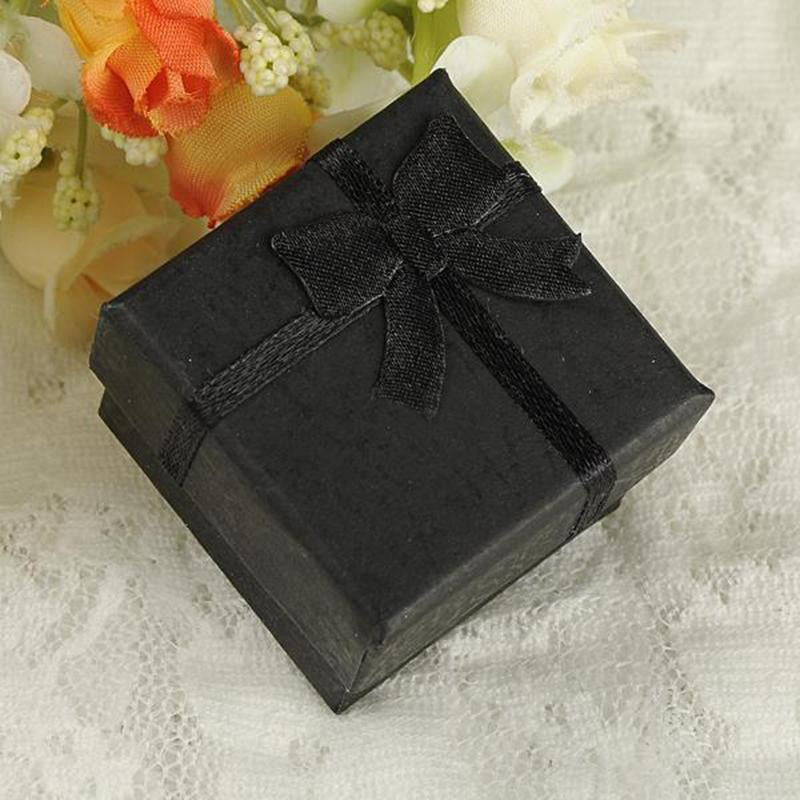 24pcss Black Square Jewelry Ring Gift Present Cardboard Case Box Display Package Holder ILML