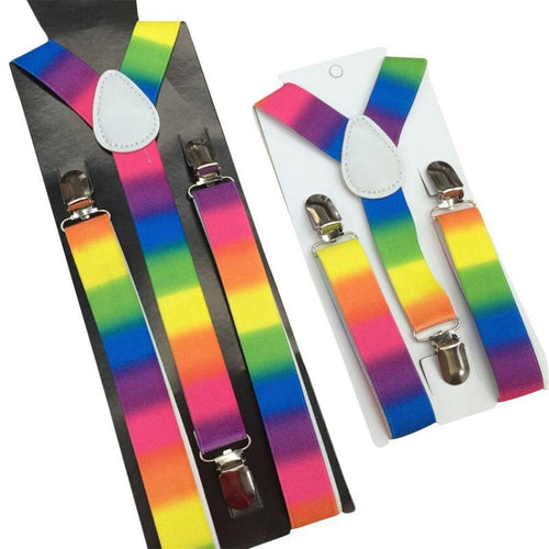 2pcss Colorful Boy Men Y-Back Suspenders Child Elastic Adjustable Clip-On Braces PY1 P18 ILML