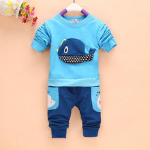 2pcss Outfits 1-4Years Kids Baby Boys Clothes Long Sleeve Whale TopsLong Pants Clothing Sets 4 Colors ILML