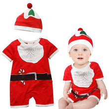 2pcss Baby Boys Girls Xmas Santa Claus Clothing Set Short Sleeve Romper Jumpsuit  Hat Outfit Clothes Sets Christmas Gifts ILML