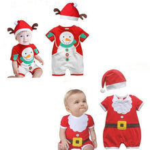 2pcss Baby Boys Girls Xmas Santa Claus Clothing Set Short Sleeve Romper Jumpsuit  Hat Outfit Clothes Sets Christmas Gifts ILML