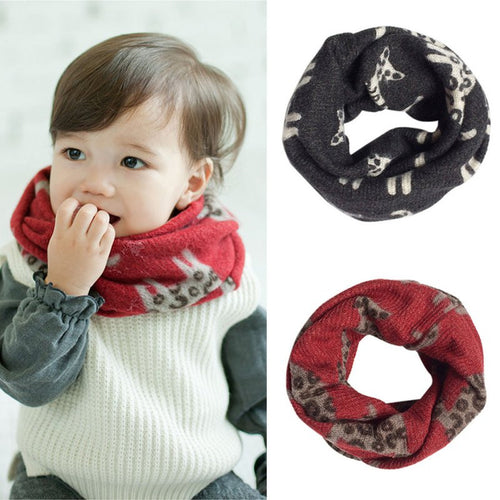 3 Colors Toddler Baby Boy Girls Warm Scarf Neckerchief Cat Pattern Imitation Cute Infant Scaves ILML