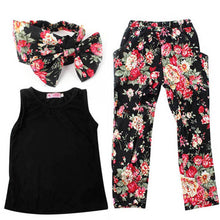 3 Pieces Girls Baby Clothing Sets Sleeveless Shirt / Tops  Floral Pants  Headband Vogue Clothes 2-7Years ILML