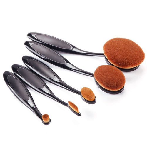 5 Pieces/set Cosmetic Oval Makeup Brushes Set Blush Powder Foundation Beauty Eyeshadow Toothbrush Kit Tool ILML