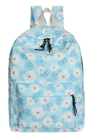 6 Colors Women Double-Shoulder Sweet Printing Canvas Zipper Daily Backpack Schoolbag  ILML