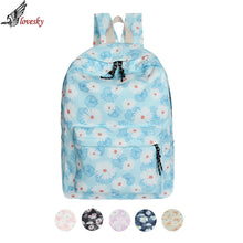 6 Colors Women Double-Shoulder Sweet Printing Canvas Zipper Daily Backpack Schoolbag  ILML