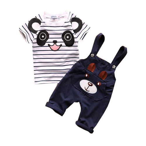 Baby Boy Girl Clothing Sets Cotton Cartoon Overalls Tops T shirt Jumpsuits Romper Set Kid Clothes Outfits Suit ILML