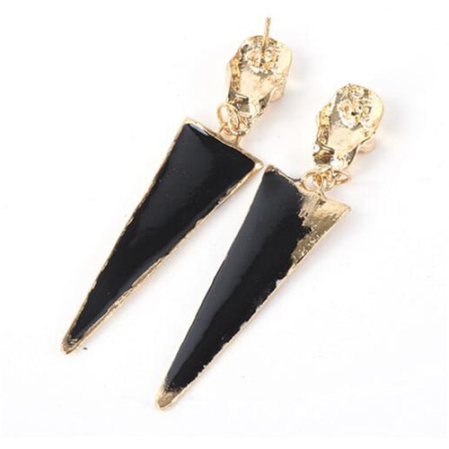 Long Earrings For Women Black Earrings Vintage Dangle Earring Drop Gold Earrings Geometric Triangle ILML