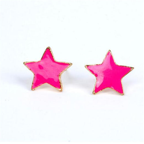 Girls Cute Stud Earring Jewelry Blue/Red/Black Crystal Women Star Earring ILML