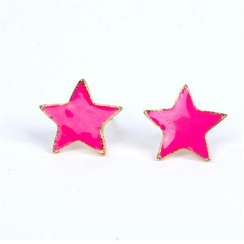 Girls Cute Stud Earring Jewelry Blue/Red/Black Crystal Women Star Earring ILML