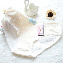 Ladies Plaid Printing Cotton Underwear Women Cute Bow Sexy Lace Women's Panties LL4 ILML