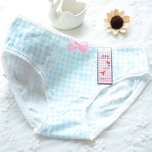 Ladies Plaid Printing Cotton Underwear Women Cute Bow Sexy Lace Women's Panties LL4 ILML