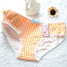 Ladies Plaid Printing Cotton Underwear Women Cute Bow Sexy Lace Women's Panties LL4 ILML