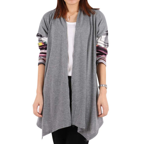 Long Sleeve Knitwear Sweater Women Casual Printed Knit Sweaters Cardigan Coat Gray WO25 ILML
