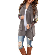 Long Sleeve Knitwear Sweater Women Casual Printed Knit Sweaters Cardigan Coat Gray WO25 ILML