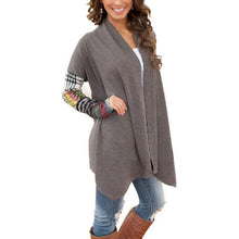 Long Sleeve Knitwear Sweater Women Casual Printed Knit Sweaters Cardigan Coat Gray WO25 ILML