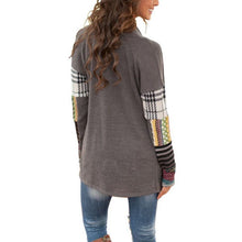 Long Sleeve Knitwear Sweater Women Casual Printed Knit Sweaters Cardigan Coat Gray WO25 ILML