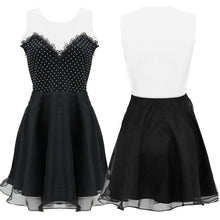 Elegant Woman Sexy A Line Black Deep V Neck Backless Dresini Short Tulle Dress To Party ILML