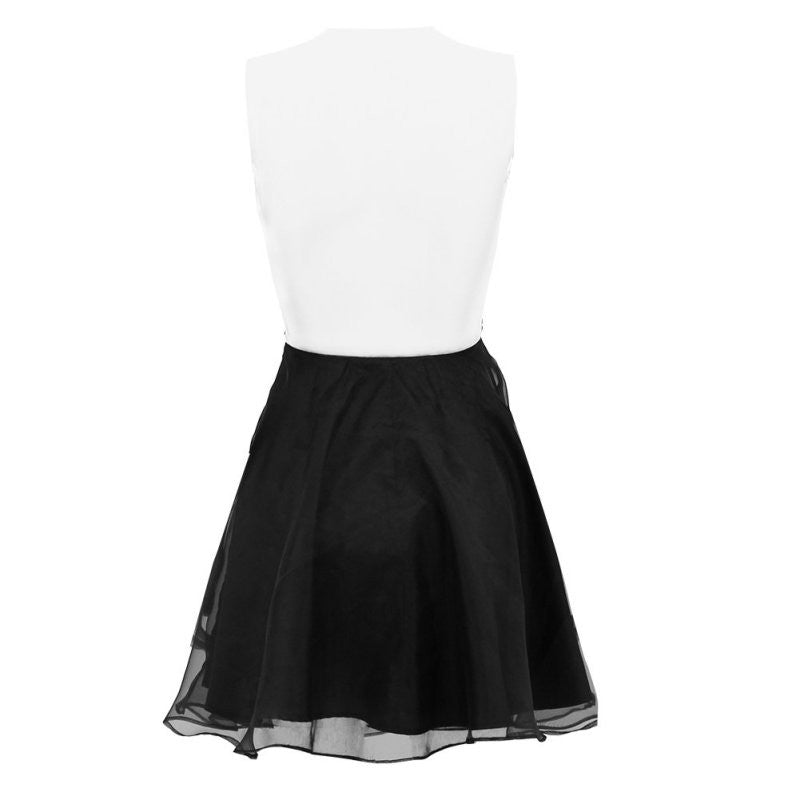 Elegant Woman Sexy A Line Black Deep V Neck Backless Dresini Short Tul   ilovemylife4