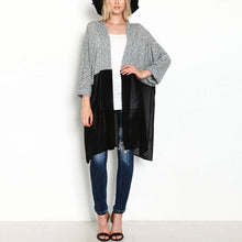 Women Bat Sleeved Long Casual Coat Cardigan Knitted Patchwork Shirt ILML