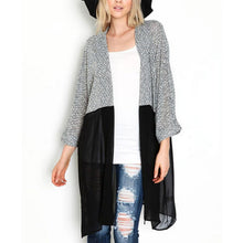 Women Bat Sleeved Long Casual Coat Cardigan Knitted Patchwork Shirt ILML