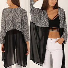 Women Bat Sleeved Long Casual Coat Cardigan Knitted Patchwork Shirt ILML