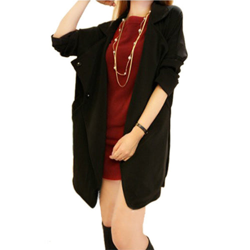 Korean Jacket Elegant Women Lady Long Sleeve Lapel Loose Coat Jacket Windbreaker jawbreaker Y09 ILML