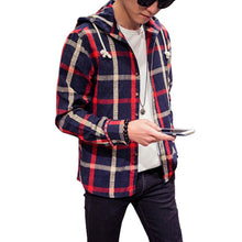 Men Boy Shirts Long Sleeve Cotton Plus Size Hooded Plaid Linen Blouse M-5XL Y3 ILML