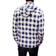 Men Boy Shirts Long Sleeve Cotton Plus Size Hooded Plaid Linen Blouse M-5XL Y3 ILML