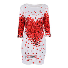 Sexy Women Half Sleeve Slim Heart Pattern Floral Print Bodycon Mini Party Dress ILML
