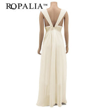 Elegant Women Chiffon Sequin Fishtail V Neck Sleeveless Tank Formal Long Maxi Dress ILML