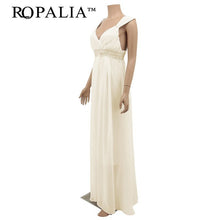 Elegant Women Chiffon Sequin Fishtail V Neck Sleeveless Tank Formal Long Maxi Dress ILML