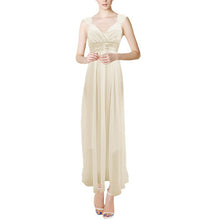 Elegant Women Chiffon Sequin Fishtail V Neck Sleeveless Tank Formal Long Maxi Dress ILML