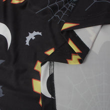 Elegant Women Bat And Moon Polyester Print Dress With Full Sleeve And O-neck For Halloween ILML