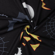 Elegant Women Bat And Moon Polyester Print Dress With Full Sleeve And O-neck For Halloween ILML
