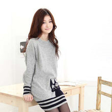 Elegant Women Long Sleeve Sweater Cute Cat Pattern O Neck Knitted Pullover Tops Knitwear ILML