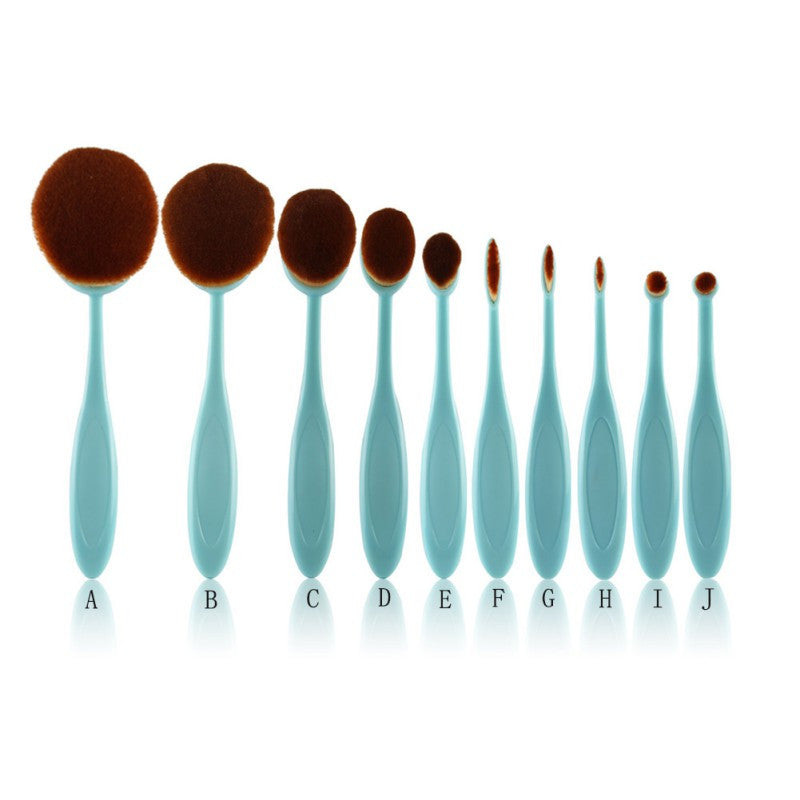 Pink Green 10pcss Tooth Brush Shape Oval Makeup Brush Set MULTIPURPOSE Professional Foundation Powder Brush Kit LL4 ILML