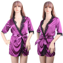 Sexy Women's Silk Robe Lingerie G-string Nightgown Sleepwear Dress Bathrobe S1 ILML
