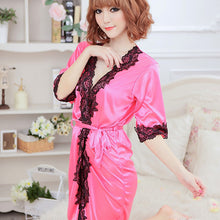 Sexy Women's Silk Robe Lingerie G-string Nightgown Sleepwear Dress Bathrobe S1 ILML