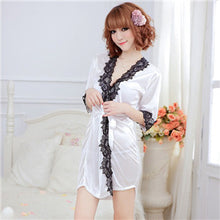 Sexy Women's Silk Robe Lingerie G-string Nightgown Sleepwear Dress Bathrobe S1 ILML