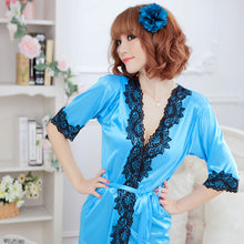 Sexy Women's Silk Robe Lingerie G-string Nightgown Sleepwear Dress Bathrobe S1 ILML