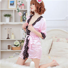 Sexy Women's Silk Robe Lingerie G-string Nightgown Sleepwear Dress Bathrobe S1 ILML