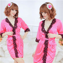 Sexy Women's Silk Robe Lingerie G-string Nightgown Sleepwear Dress Bathrobe S1 ILML