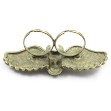 The Demon Skull Double Finger Ring Bronze Angel Wings Ring Bling jewelry ILML