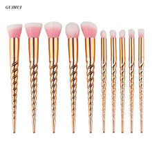 6Pcs 10pcs Colorful GUJHUI professional makeup brushes Rose gold Powder Foundation Eyeshadow make up brushes Tools cosmetic ILML