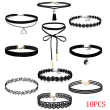 6pcs 7pcs 10 pcs Trendy Choker Necklace Stretch Velvet Classic Gothic Tattoo Lace Choker collier collar for Women Ladies ILML