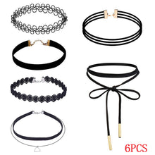 6pcs 7pcs 10 pcs Trendy Choker Necklace Stretch Velvet Classic Gothic Tattoo Lace Choker collier collar for Women Ladies ILML